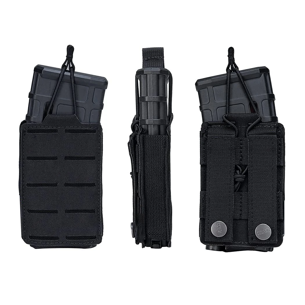 2PCS Tactical Single Magazine Pouch Molle Pistol 9mm Mag Pouch M4 5.56 Magazine Holster Open Top Rifle Airsoft Military Mag Bags