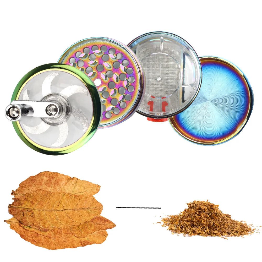With Drawer Crusher Layers Herb Grinder Hand Cranked Clear Top Crank Pollinator Spice 5 - view 7