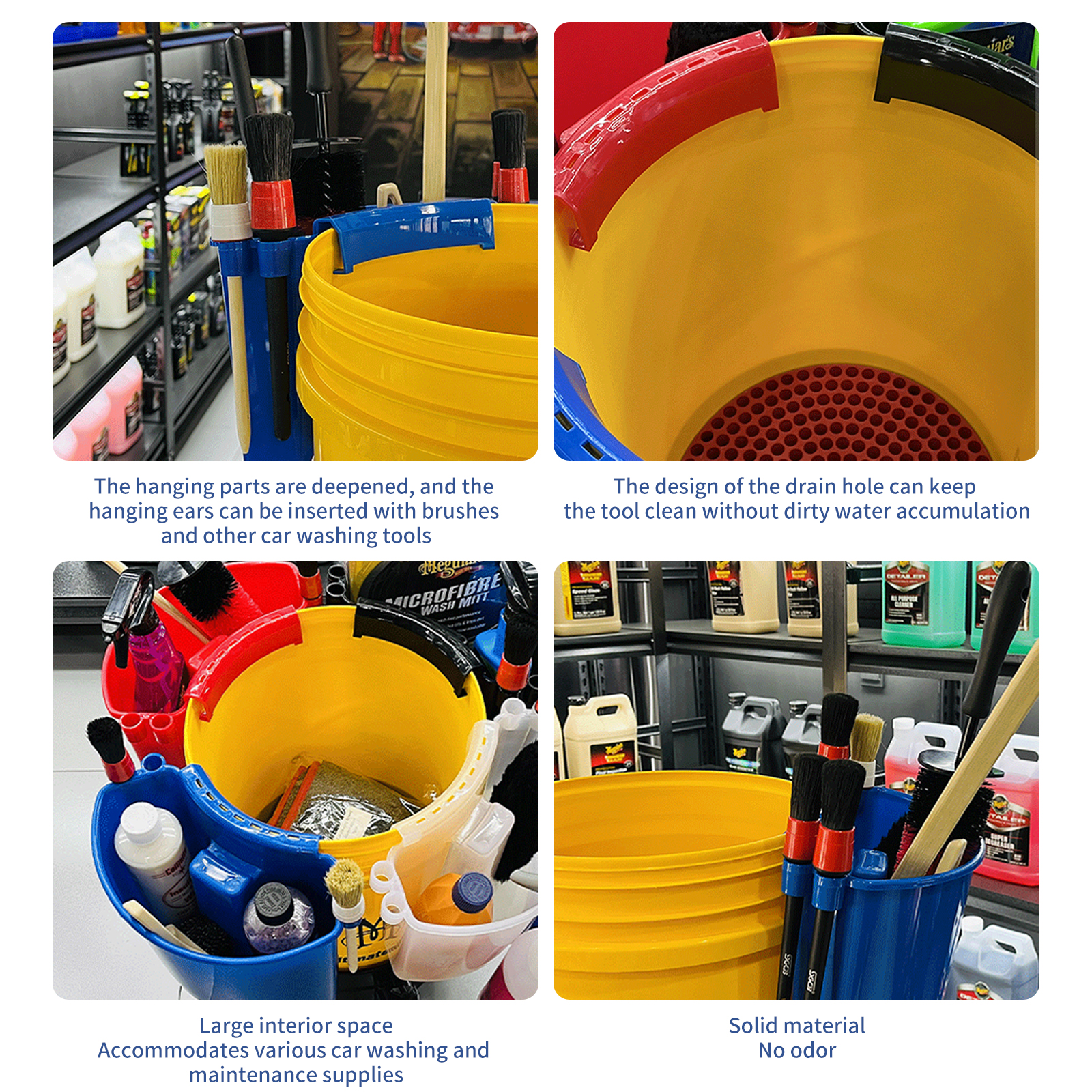 Universal Bucket Organizer Car Detailing Tools Towels Brushes Mitt Fast Easy Storage Kits External Hanging Barrel