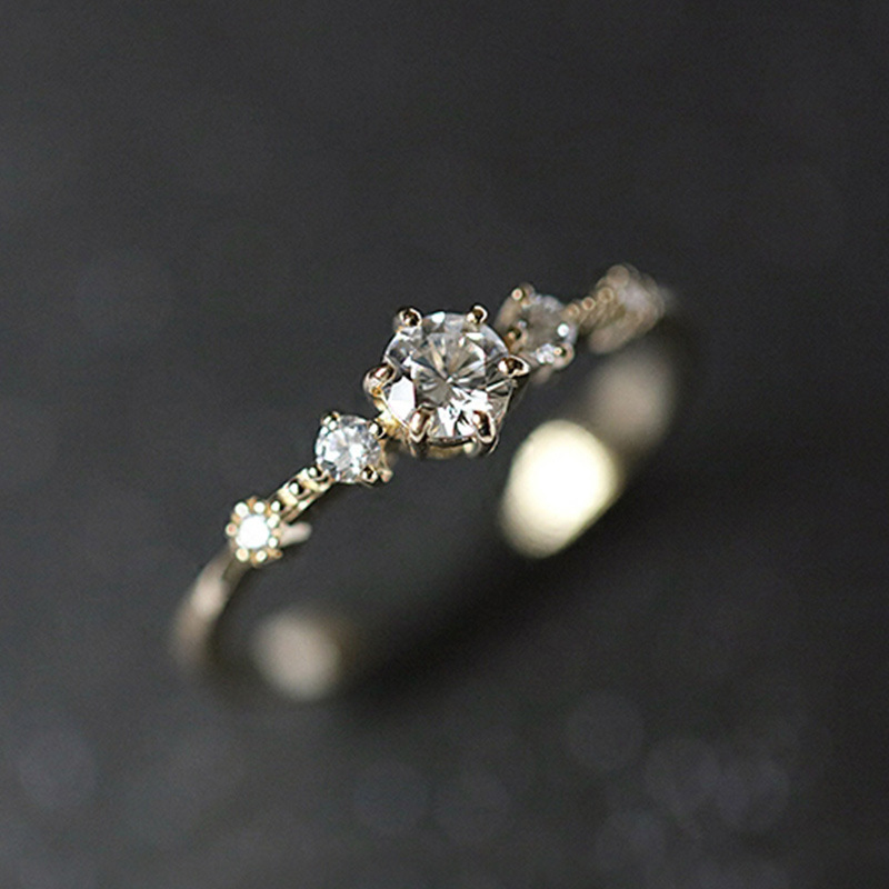 Silver Gold Thin Cubic Zircon CZ Rings for Women Designer Jewelry Charm Flower Diamond Stacking Finger Rings Girls Gift