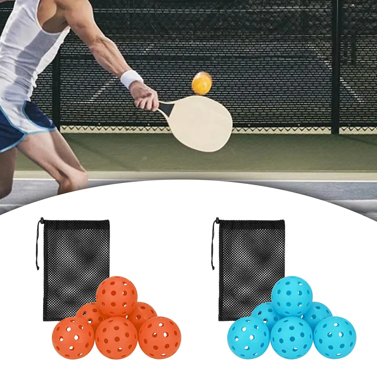 6Pcs Pickleball Balls High Elastic 74mm Professional Official Size Ball for Training Tournament Play Adult Practice Outdoor