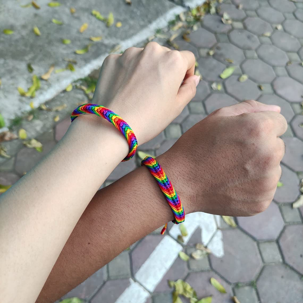 Bisexual Pansexuality LGBT Proud Love Tibetan Wrist Wrap Bracelet Boho Rope Bracelet Bangles for Women Men Thread for Him & Her