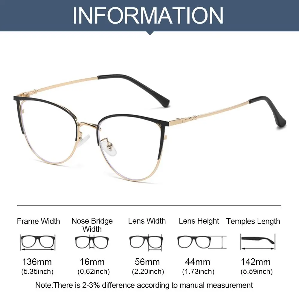 2024 Trendy Half Cat Eye Frame Women Men Round Optical Frame Spectacles Ultralight Metal Frame Computer Goggles Reading Eyeglass