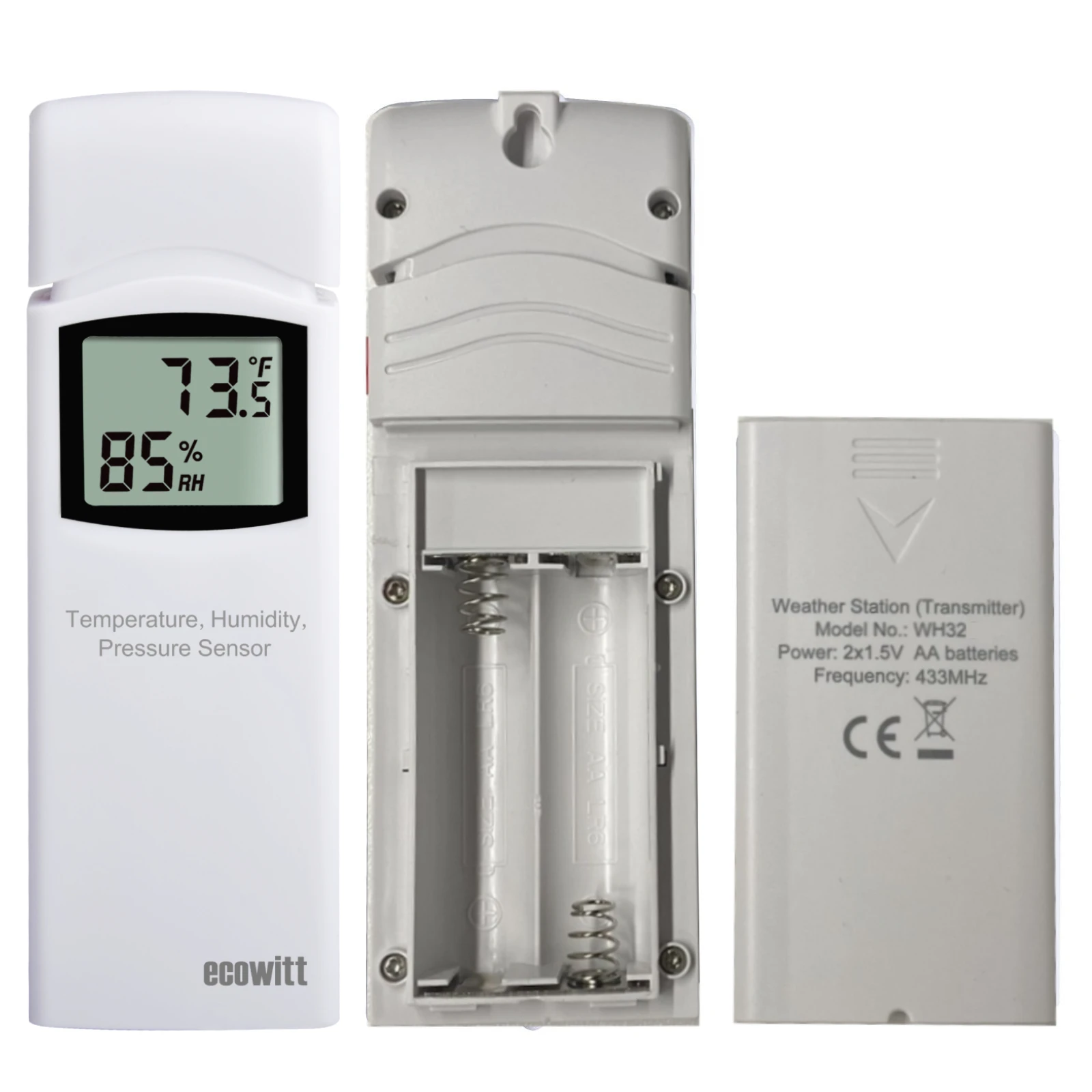 Ecowitt WN32P Indoor Temperature, Humidity and Barometric Sensor, Thermometer Hygrometer Pressure Gauge for HP2550 / HP3500