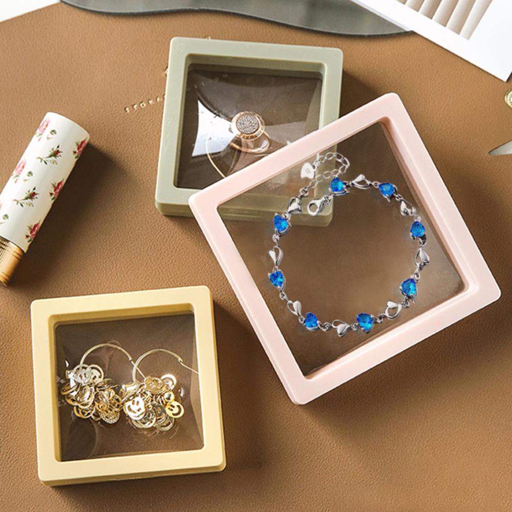 Mini 10Pcs Excellent 3D Floating Picture Frame Jewelry Box Display Stand Plastic Earrings Case Good Sealing for Home