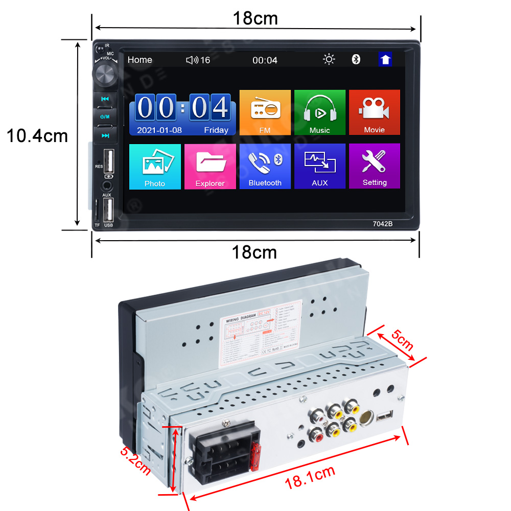 X-REAKO 1 Din 7" MirrorLink Android Auto-radio Carplay Bluetooth Stereo TF 2USB Universal Car Radio 1din MP5 Player Touch Screen