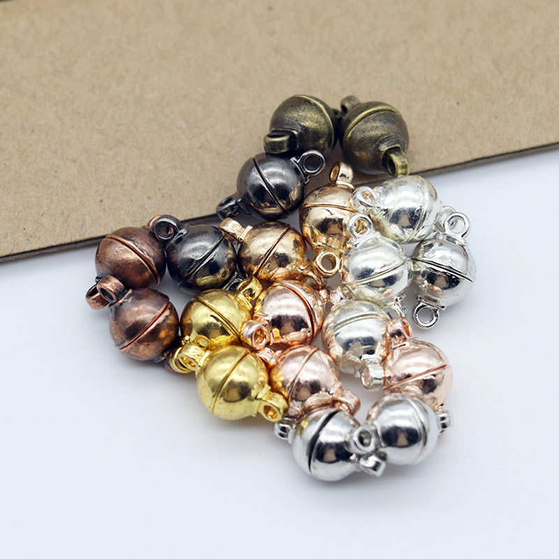 Mibrow 10pcs Copper 6/8/10/12mm Round Ball Strong Magnetic Clasps Fit Bracelets Necklace End Clasp Connectors Jewelry Making
