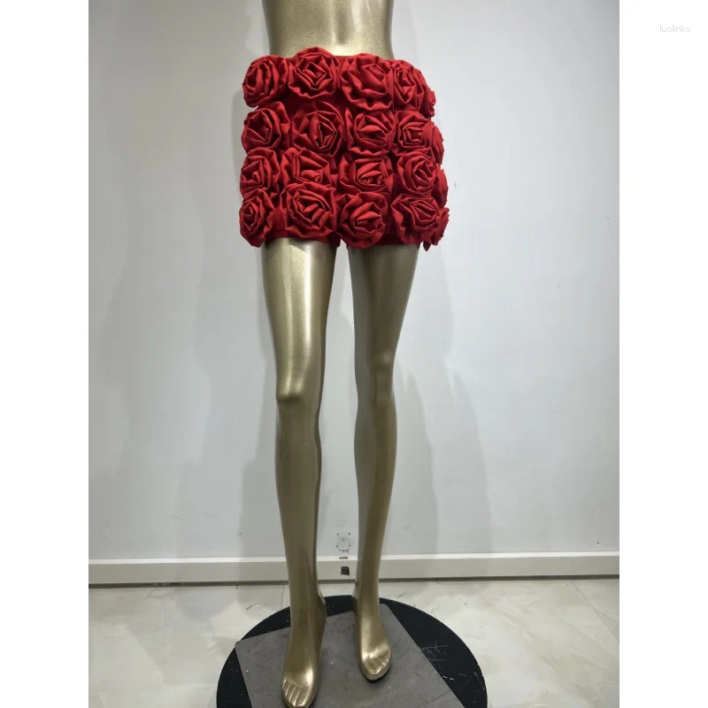 Casual Dresses Cross-Border 2024 Flower Bandage High Waist Shorts European And American Hipsters Street Party Pants
