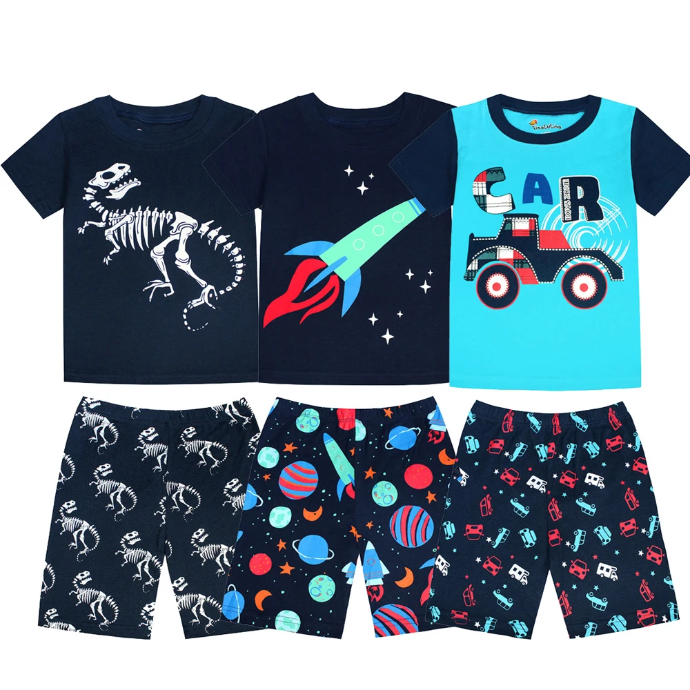 2 3 4 5 new 6 7 8 Yrs Boys 2025 Pamas for Kids Children Sleepwear Short Sleeve Sleep Clothes Tops Pama Shorts Clothing Set Boy Pijama