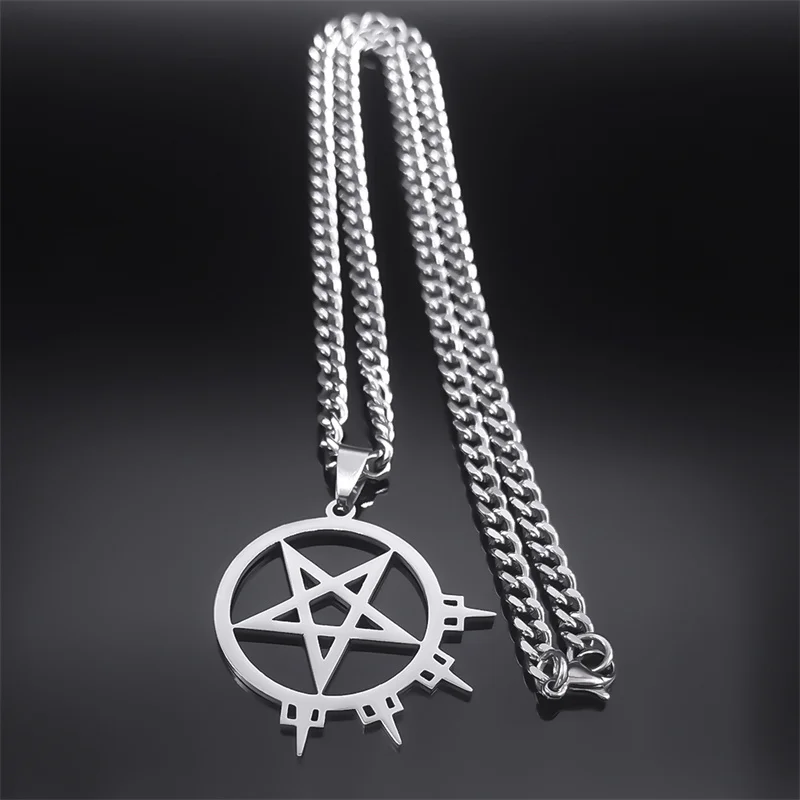 Arch Enemy Death Metal Music Band Inverted Pentagram Necklace for Women Men Hip Hop Rock Hollow Necklaces Jewelry Gifts N3225S03
