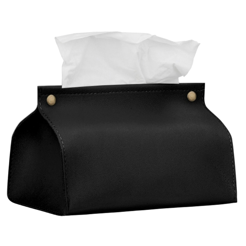 PU Leather Tissue Bag Dustproof Car Sundries Storage Box Accessory for Bedroom Bathroom Bathroom Storage