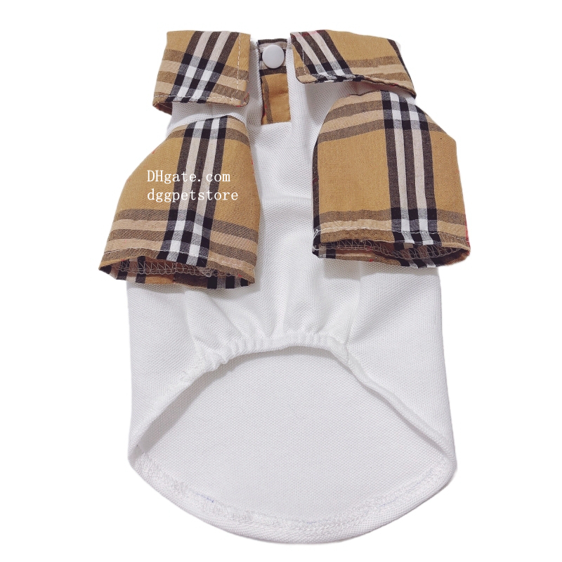 free shipping ic Plaid Pattern Cotton Pet T-shirt Apparel Designer Dog Clothes for Small Dogs, Breathable Soft Puppy Costume Poodle Yorkie Corgi Pullo