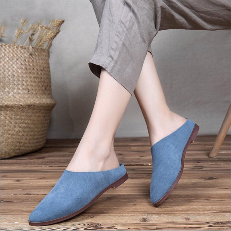 AIYUQI Women's Baotou Slippers Summer 2024 New Genuine Leather Casual Women's Shoes Large Size Suede Slippers For Ladies