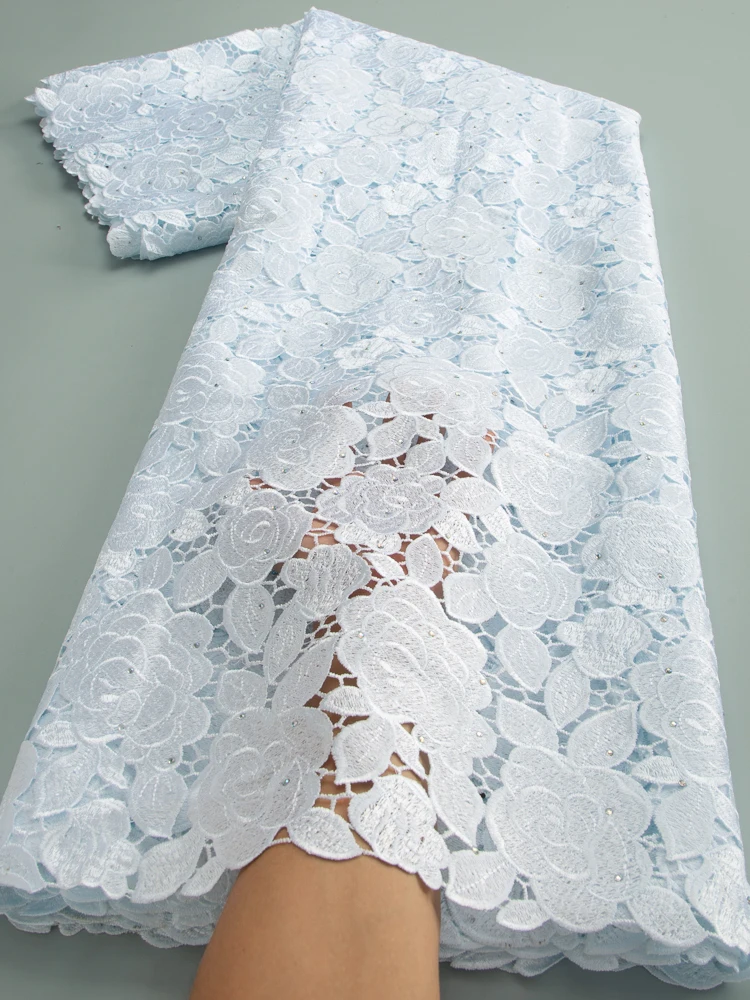 Lace fabric 2024 High Quality African Guipure Cord Lace Fabric Nigerian Water Soluble Lace for Sewing Women Party Dresses TY3572