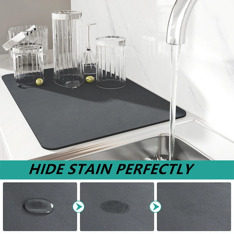 Coffee Anti-slip Absorbent Super Dish Large Kitchen Absorbent Draining Mat Drying Mat Quick Dry Bathroom Drain Pad Kitchen Tool smile