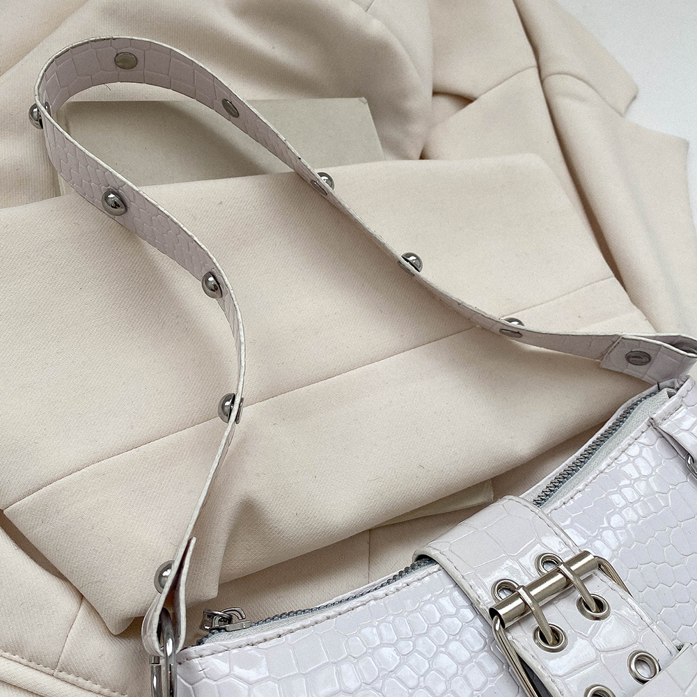 Women Fashion Shoulder Bag Gothic Ladies Bag Cool Style Trendy Rock Girls Handbag Y2K Rivet Chain for Travel Vacation Daily
