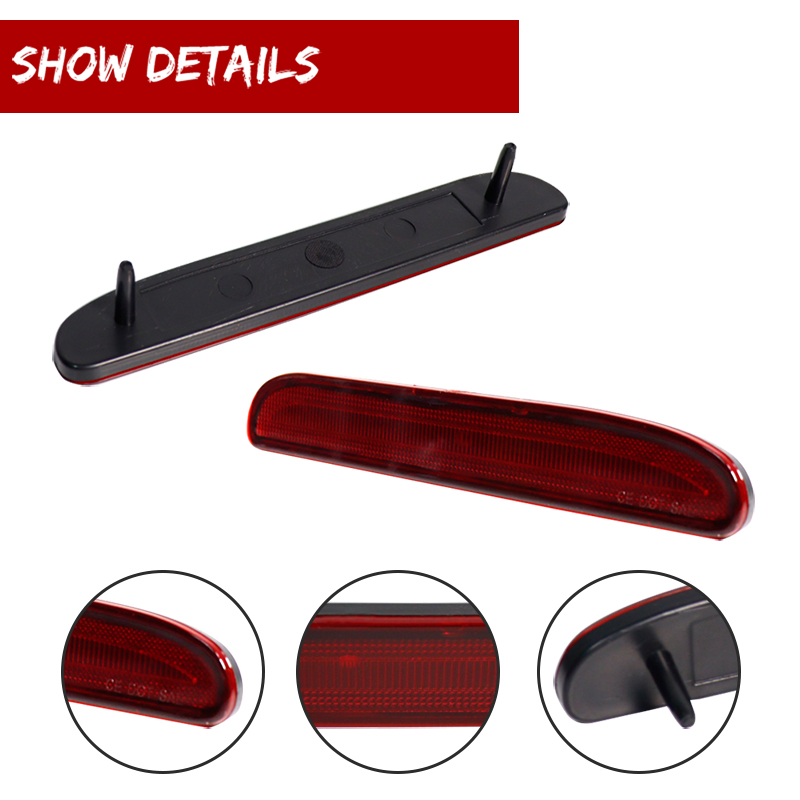 Smoked / Red Lens Car Rear Bumper Side Marker Reflectors Light Housings Kit For 1994 1995 1996 1997 1998 Ford Mustang, No Bulb
