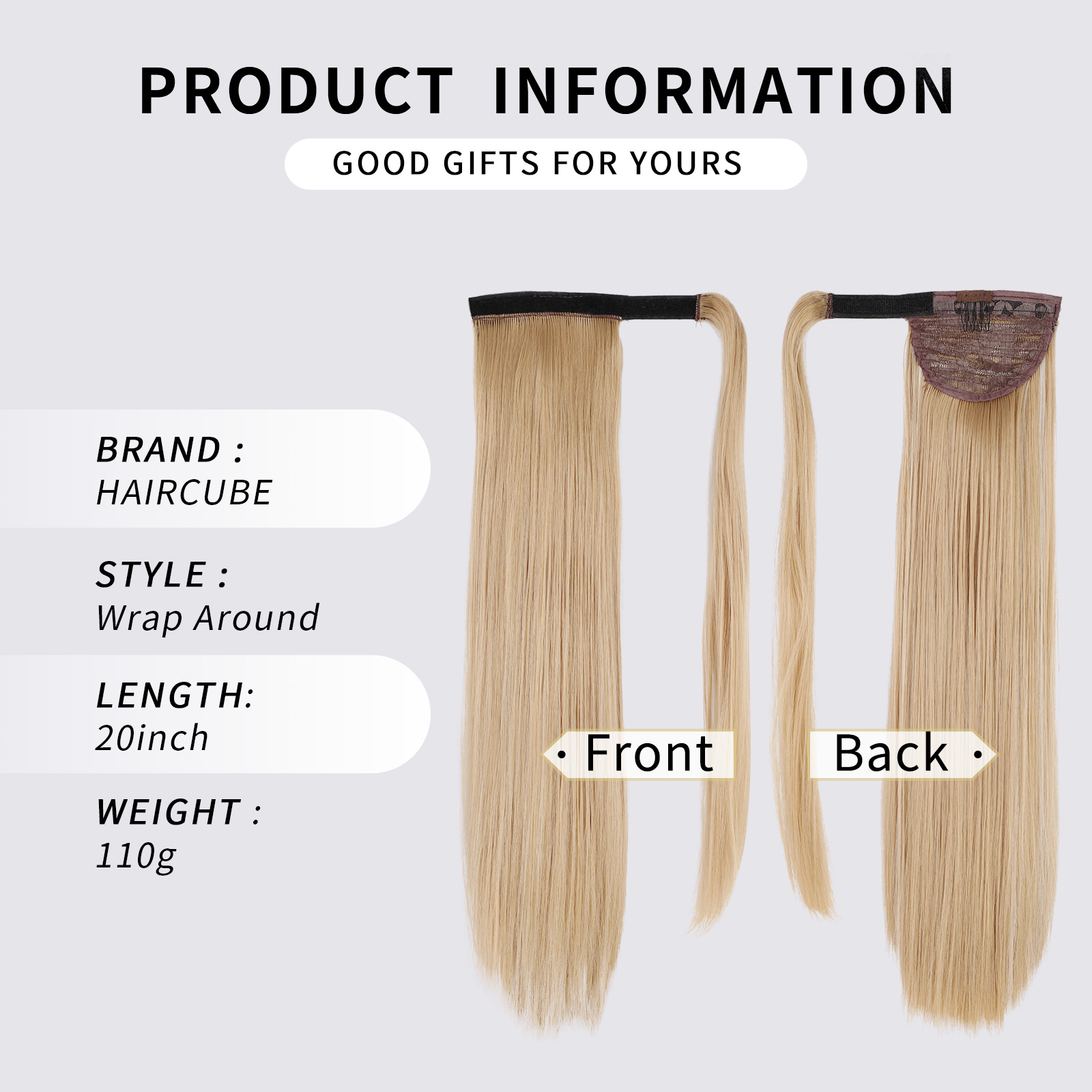 Long Straight Blonde Ponytail Wigs for Women Wrap Around Fake Tail Hair Extensions Natural Synthetic Ponytail For Daily