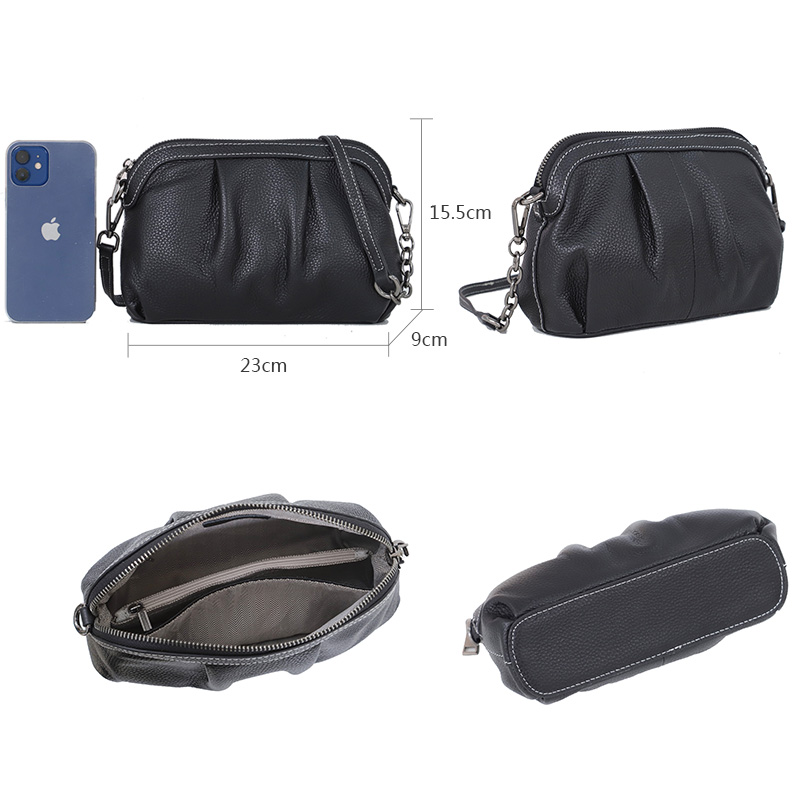 Fashion New High Quality Soft Real Leather Women Designer Handbags Shoulder Bags Ladies Armpit Bag Solid Color Pleated Tote Bags