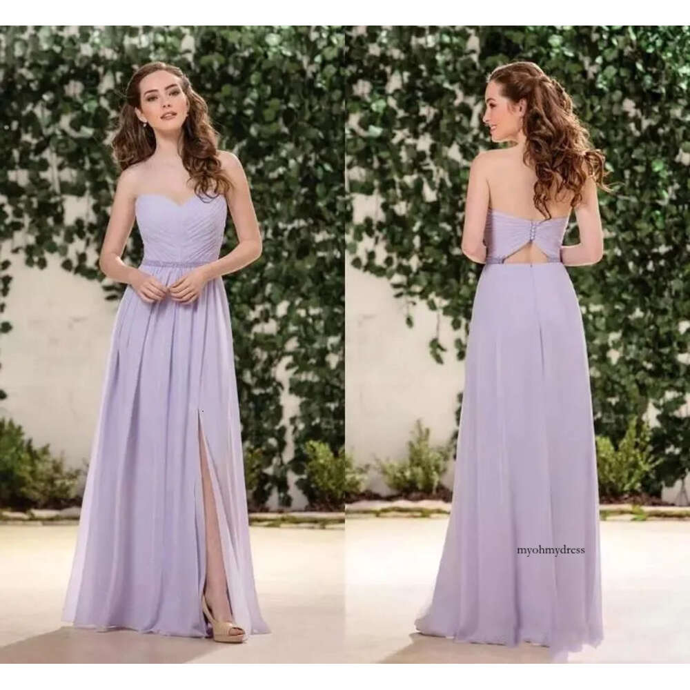 Summer Chiffon Bridesmaid Sweetheart Side Split Floor Length Junior Bridesmaids Wedding Guest Dresses Boho For Weddings 0521