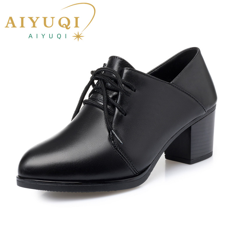 2025 NEW Women AIYUQI Office Genuine Leather Autumn High Heel Lace Up Ladies Shoes With Heels Fashion c s