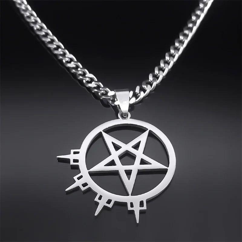 Arch Enemy Death Metal Music Band Inverted Pentagram Necklace for Women Men Hip Hop Rock Hollow Necklaces Jewelry Gifts N3225S03