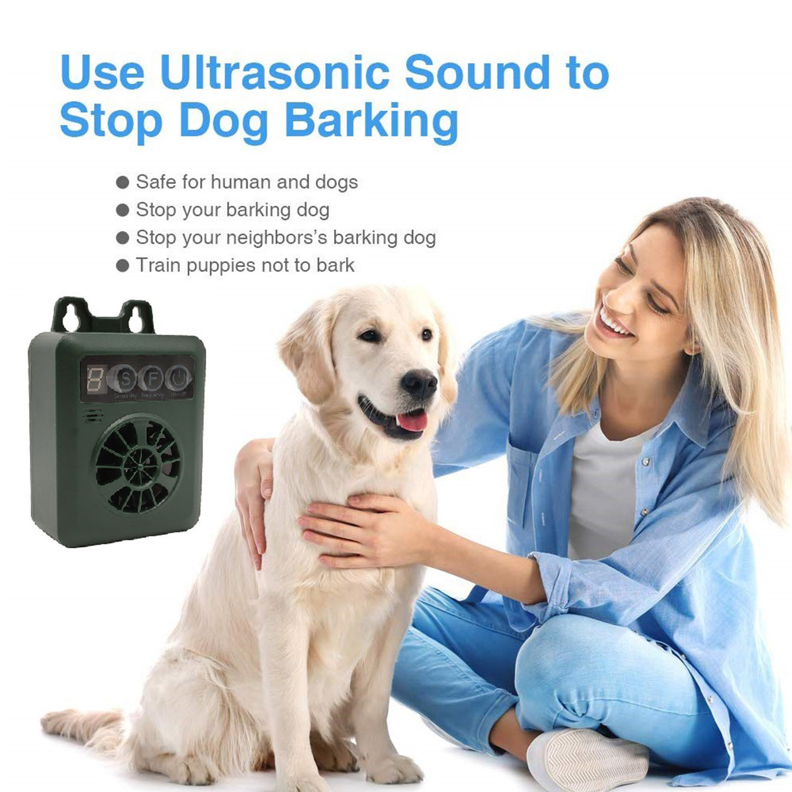 Anti Barking Device Automatic Ultrasonic Mini Dog Bark Control Device with 4 Effective Adjustable Sensitivity Frequency Levels