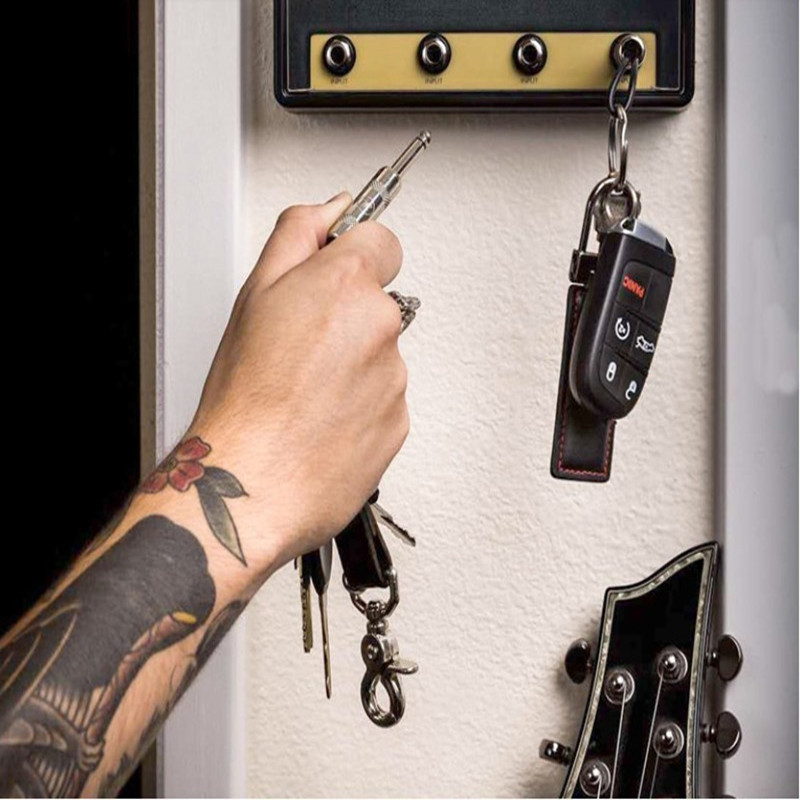Guitar Amplifier Key Holder Base 4 Guitar Plug Keychain Guitar Amp Hanger Wall Storage Base Creative Gift Pendant