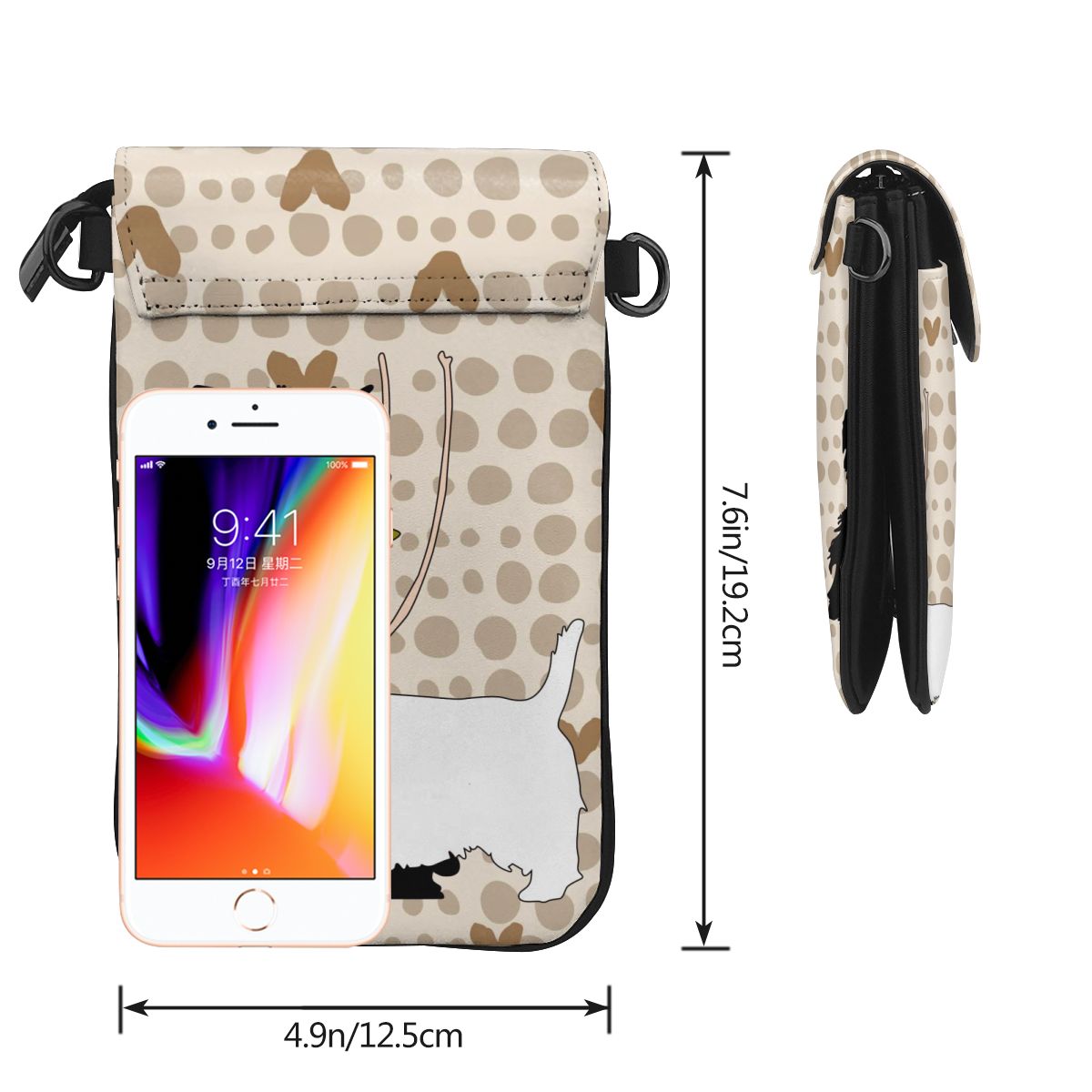 Small Crossbody Phone Wallet Women Mini PU Leather Shoulder Messenger Bag For Girls Westie Bolsas Ladies Purse Zipper Flap