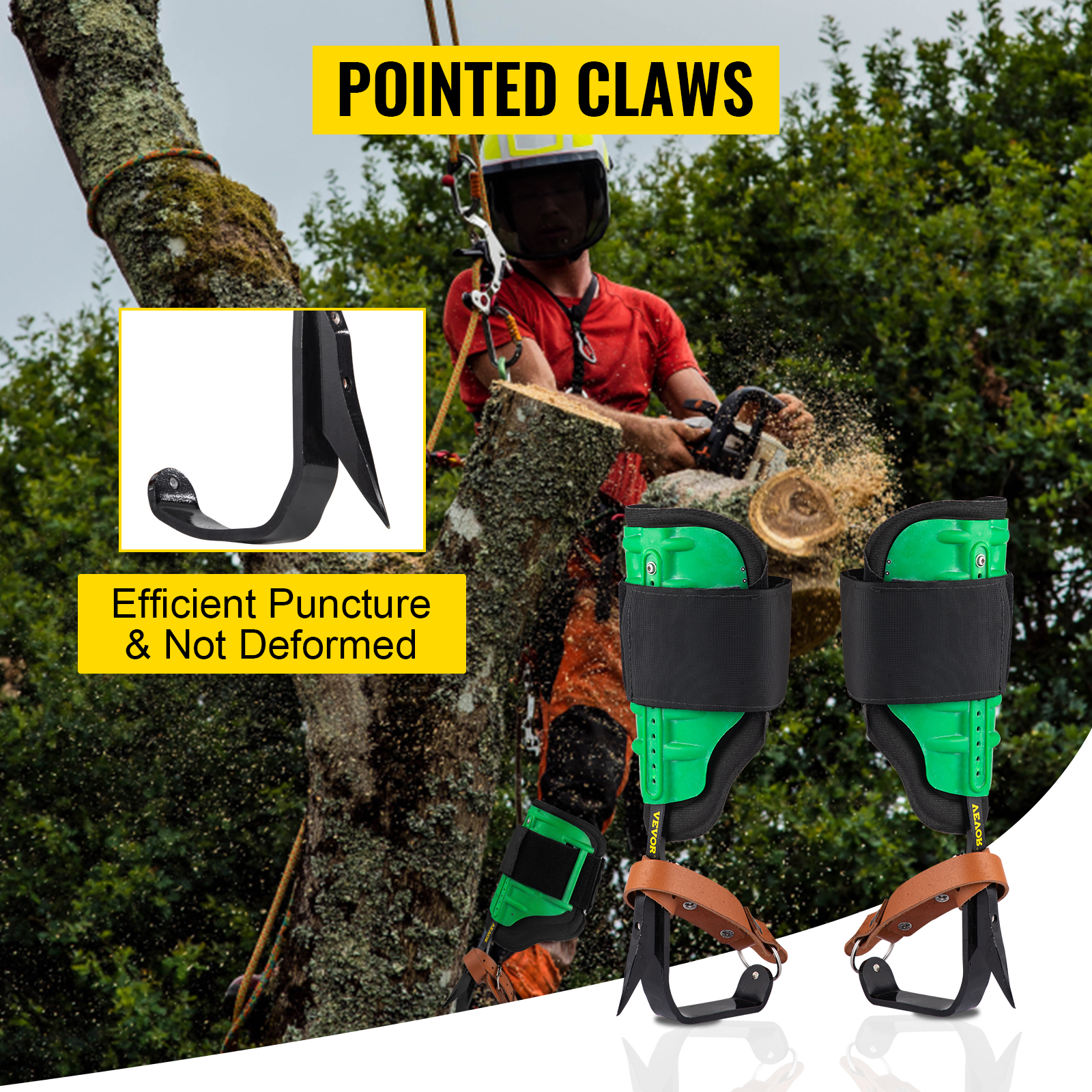 VEVOR Tree Climbing Spike Set Pole Climbing Spurs Steel Adjustable Climber Gaffs Forestry Equipment & Supplies Supplies & Tools