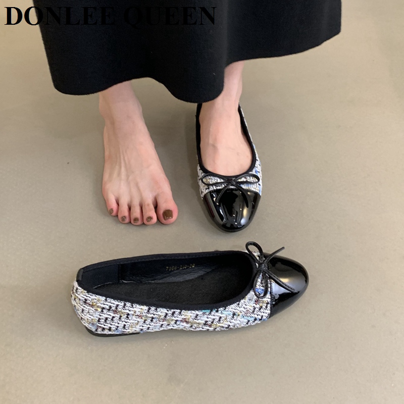 Brand Mixed Color Flats Women Slip On Casual Ballerina Soft Loafer Female Bow Knot Shoes Office Zapatillas De Mujer
