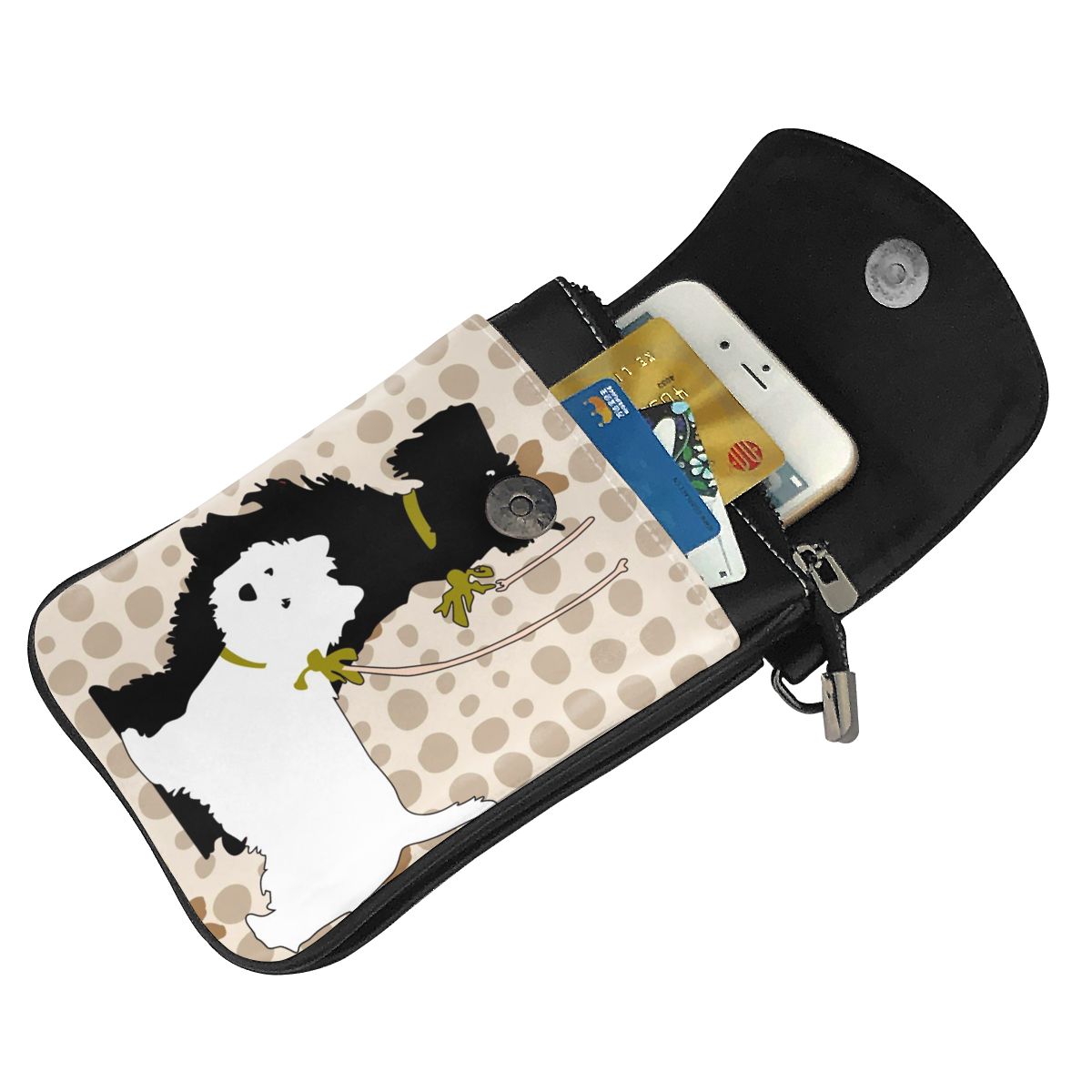 Small Crossbody Phone Wallet Women Mini PU Leather Shoulder Messenger Bag For Girls Westie Bolsas Ladies Purse Zipper Flap