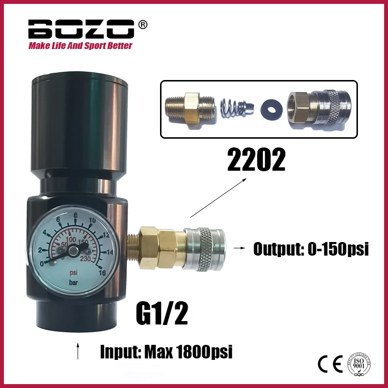 Low Pressure Regulator 0-150psi Portable Micro CO2 Regulator for Pneumatic Tools Nailers Staplers Caulking Guns G1/2-14 0.825-14