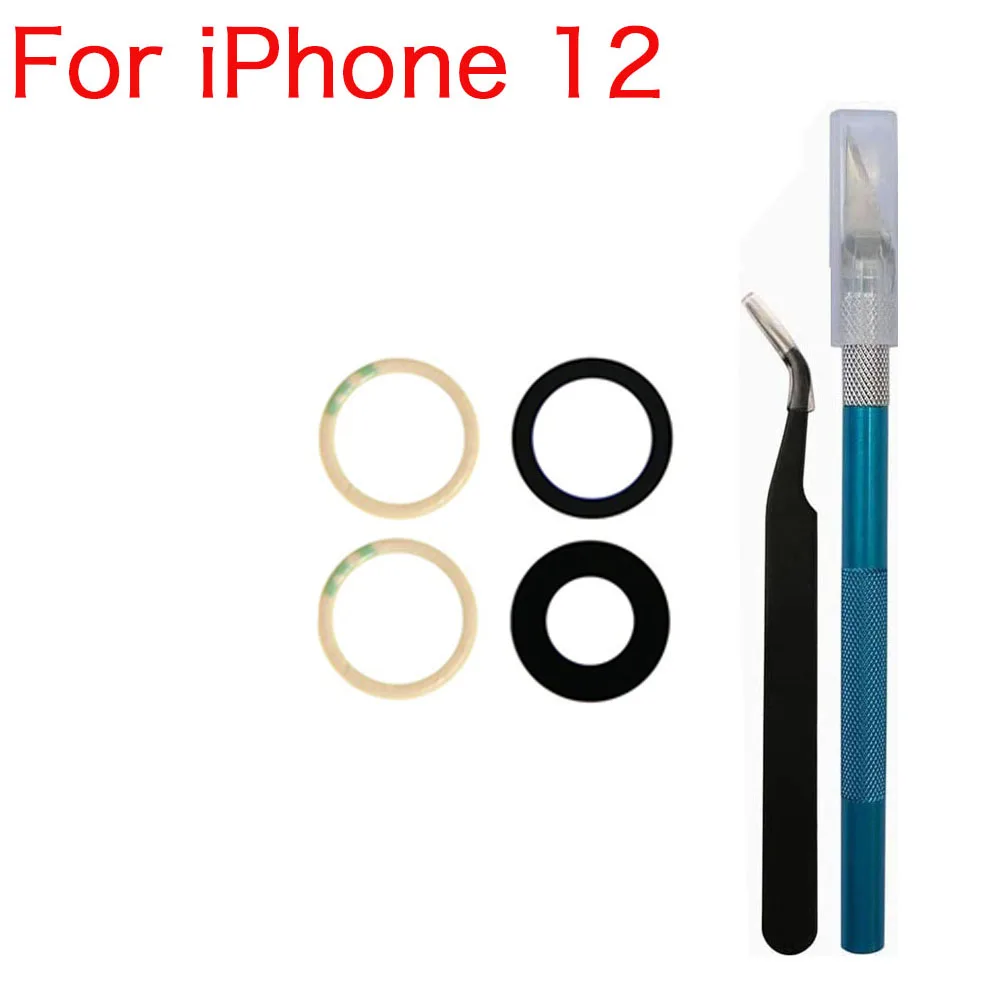 Back Rear Camera Glass Lens with Adhesive And Repair Tool Kit For iPhone X XR XS 11 12 13 Mini Pro Max Replacement