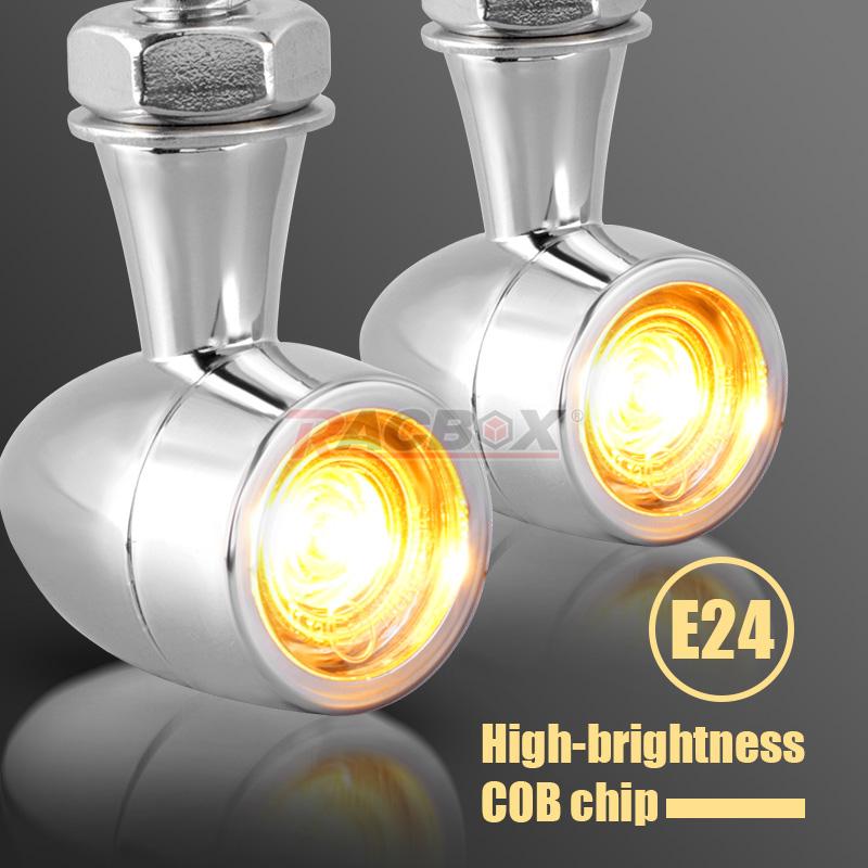 8mm Mini Led Amber Turn Signal Motorcycle White DRL Red Brake Lights E mark Chrome Motorbike Bullet Flashing Lamps 12V For Honda