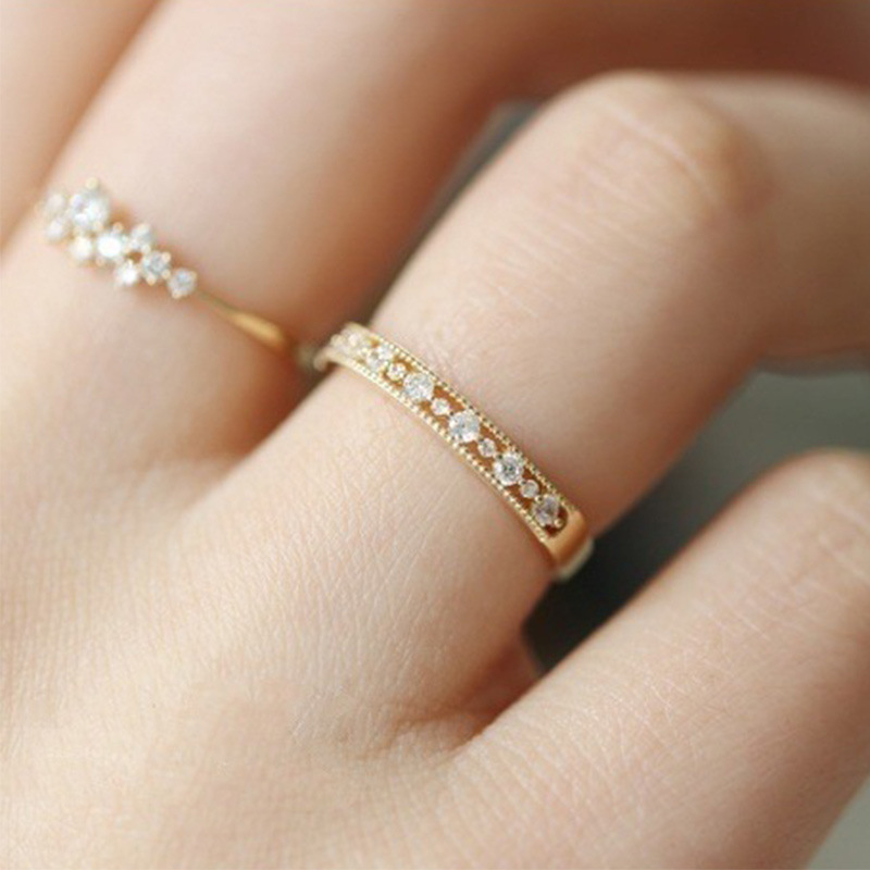 Silver Gold Thin Cubic Zircon CZ Rings for Women Designer Jewelry Charm Flower Diamond Stacking Finger Rings Girls Gift