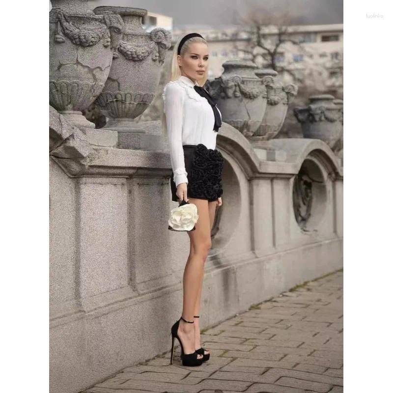 Casual Dresses Cross-Border 2024 Flower Bandage High Waist Shorts European And American Hipsters Street Party Pants