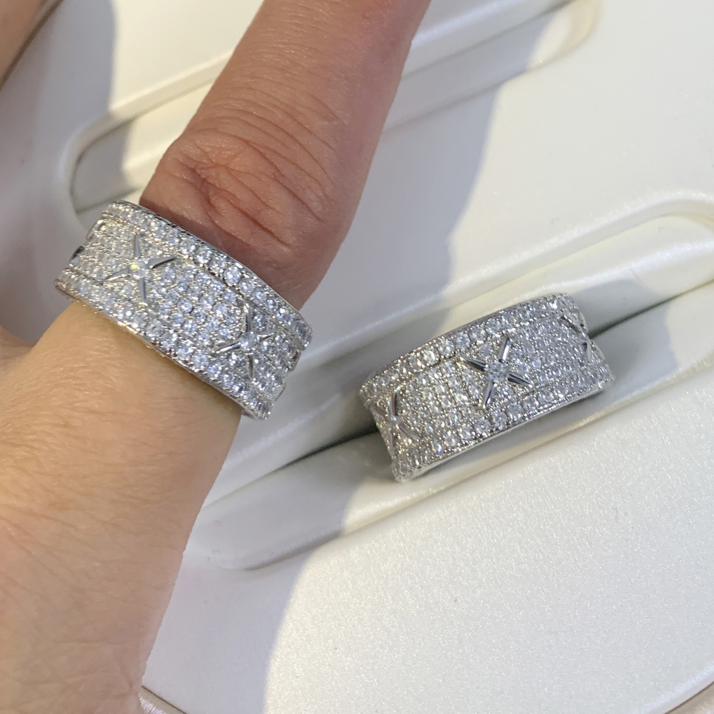 Iced Out Ring: Pave Sier Zirconia Ring for Men and Women