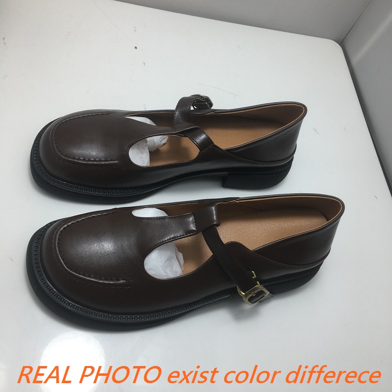 ASILETO Mary Jane 2025 Shoes For Women Round Toe Buckle T-strap new Leisure Plus Size 41 42 43 Solid Cute Concise Girls Student Flats