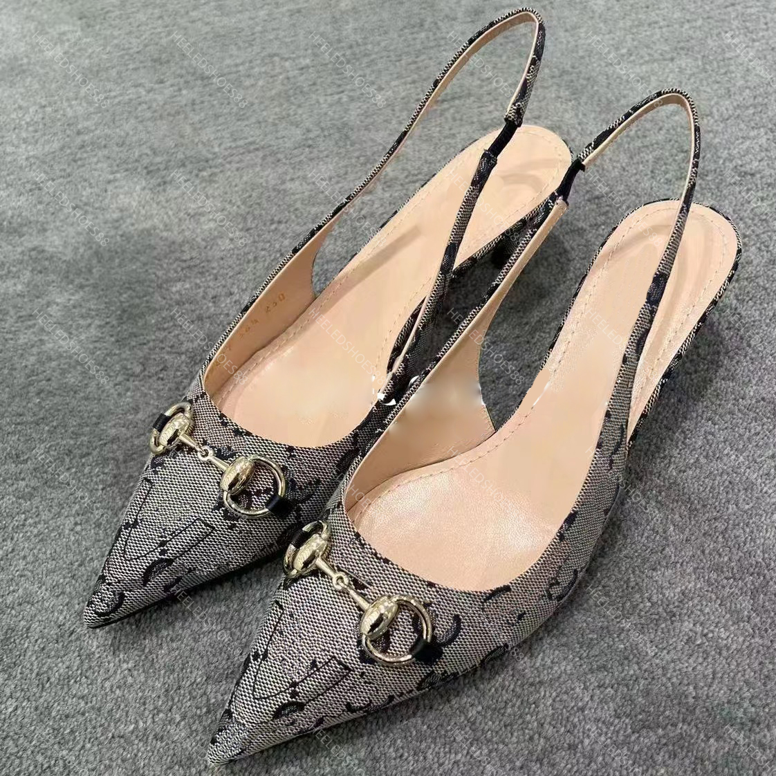 Designers Sandals Dress Shoes EUR43 Kitten Heel Slingbacks Sheepskin Classic buckle Print pumps pointed toes 4.5cm/10CM High heeled Womens Sandal
