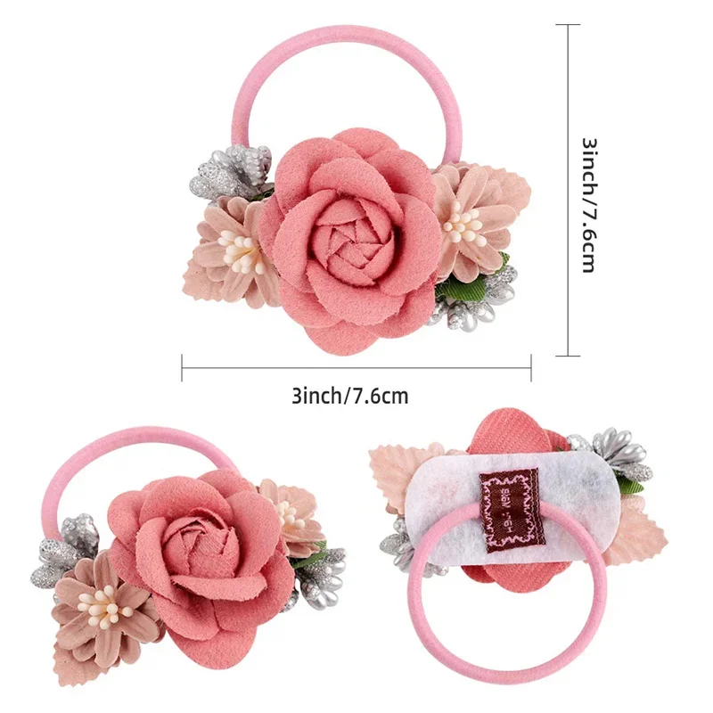 Elastic 2025 Flower Hair Bands for Girls Ponytail Holders Kids Floral Hair Tie Baby new Pearls Hairband Headwear Rubber Hair Accessories