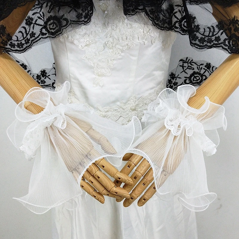 Nail Tips Showing Lace Pleated Flare Hand Sleeves for photo nails Wedding Party Photography Manicure Display Nail Supplies
