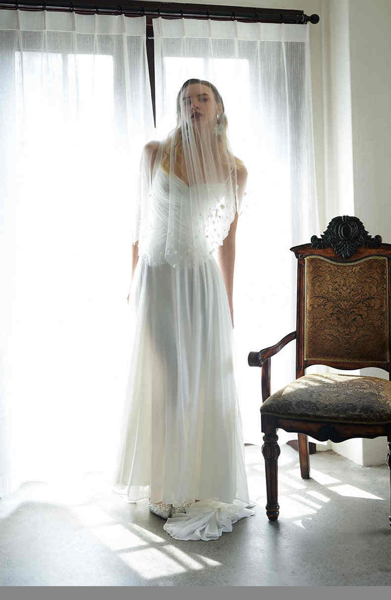 Summer A Line Wedding Dress Chiffon Spaghetti Straps Vestido De Noiva Princess Bridal Gowns Sexy Backless Birde Dresses