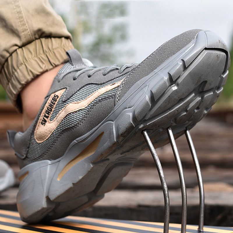 For New Women Steel Toe Cap Work Breathable Light Sneaker Men Indestructible Safety Boots Couples Shoes 255a