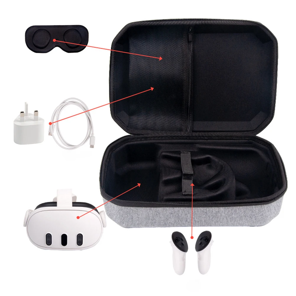 For Meta Quest 3 VR Glasses Storage Bag Shockproof Box EVA Hard Shell Case Anti-Scratch Organizer Travel Bag Mesh Bag Len Cover