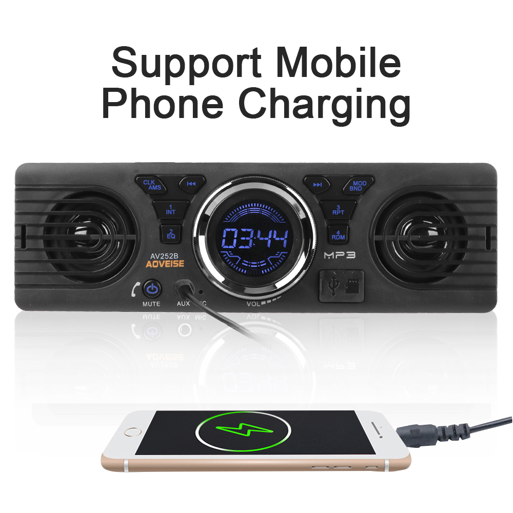 Bluetooth Hands-free FM Audio 1 Din AUX Input Digital Clock Auto-radio MP3 Player Built-in 2 Speakers USB TF Card Car Radio