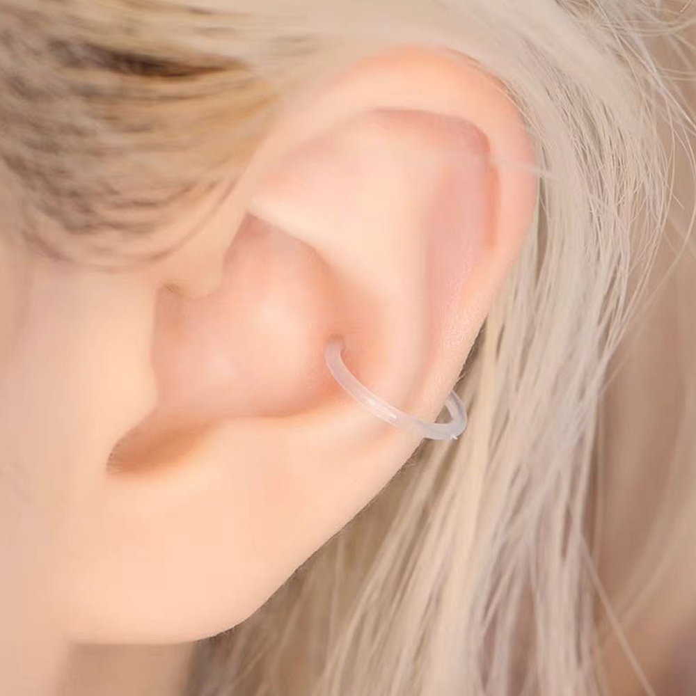 18PCS Clear Segment Rings Piercing Retainer Clear Bioflex Plastic Tragus Clicker Helix Cartilage Earrings Hoop Lip Jewelry