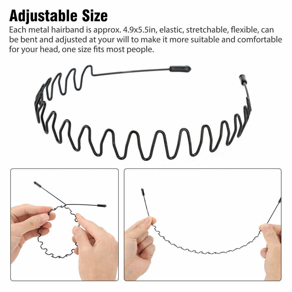 6Pcs/Set Men's Hoop Hair Band Male Sports Comb Wave Hairpin Big Back Head Invisible Metal Hairband Female Face Washing Headdress