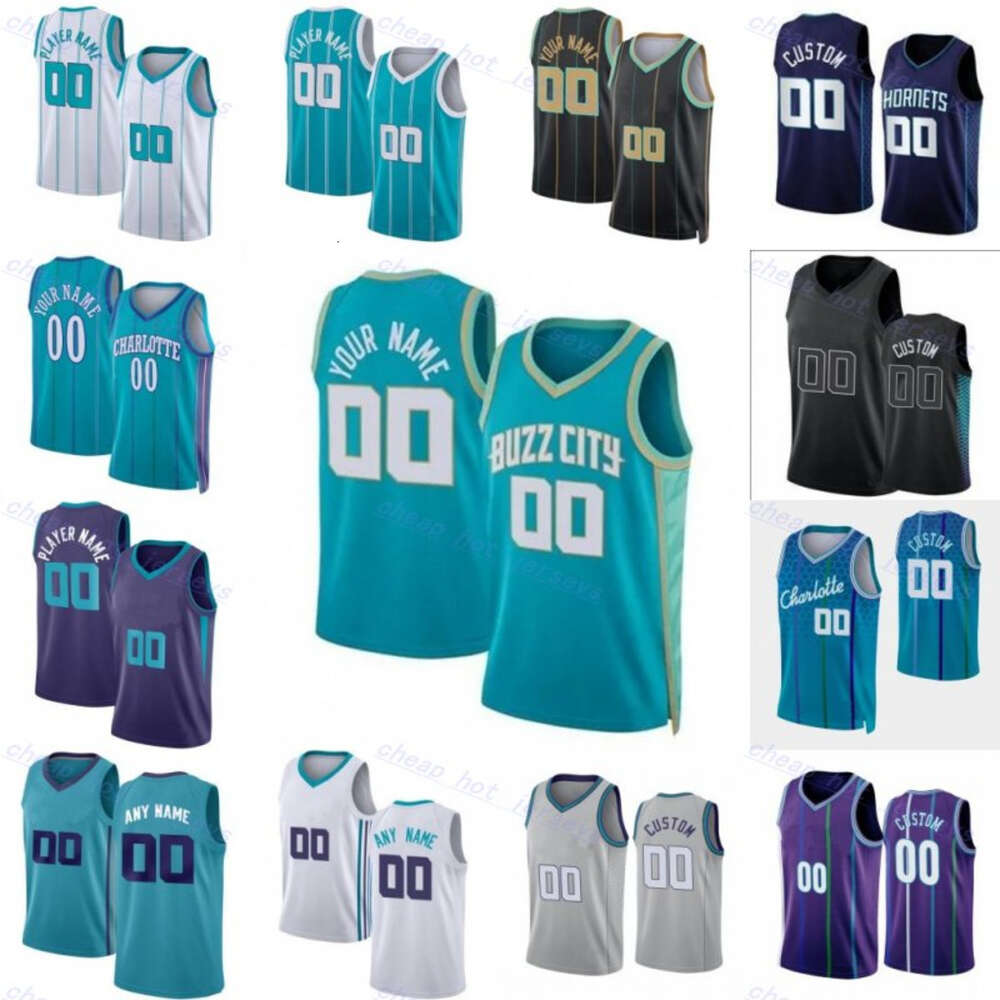Custom 2023-24 Printed Basketball LaMelo Ball Jersey 1 Terry Rozier 3 Gordon Hayward 20 Mark Williams 5 Brandon Miller 24 Earned Green Blue Black White Purple Shorts