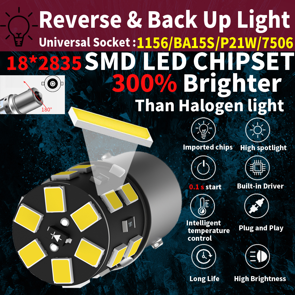 2pcs LED Backup Light Blub Reverse Lamp P21W 7506 BA15S Canbus For C30 C70 S40 S60 S70 S80 V40 V50 V60 V70 XC60 XC70 XC90